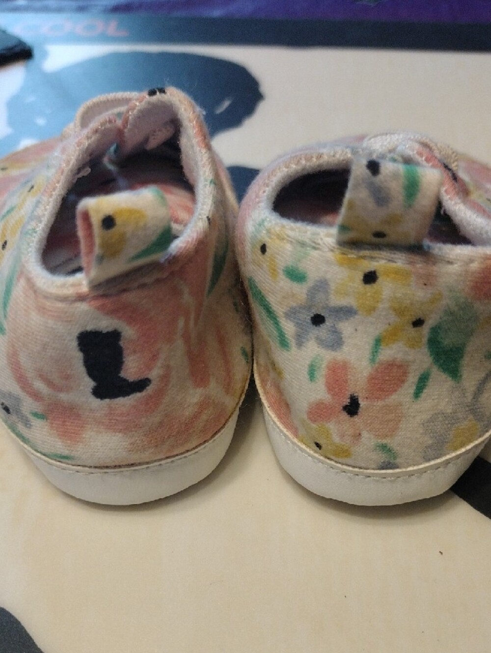 crown & ivy Floral Canvas Baby Shoes in Pink, Yellow & Green - Picture 5 of 7